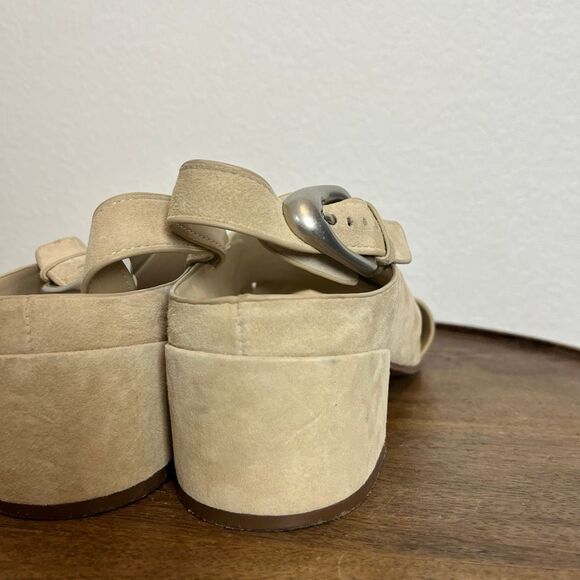 Aerosoles Crisscross Molded Footbed Block Heel Sandal Leather Suede Women’s 9 - Picture 5 of 10